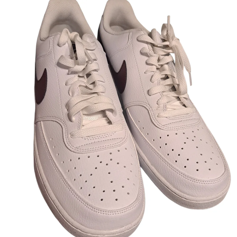 Nike White and Maroon Sneakers Size 13 Court Vision